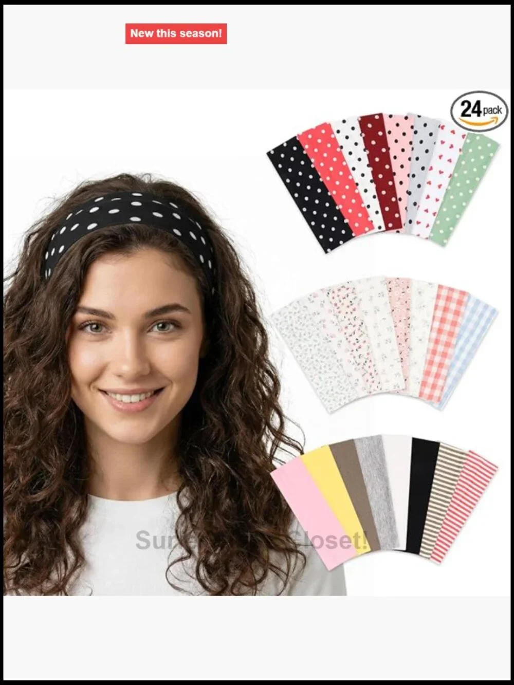 24 Pcs Stretchy Wide Headbands for Women Workout Hair Accessories